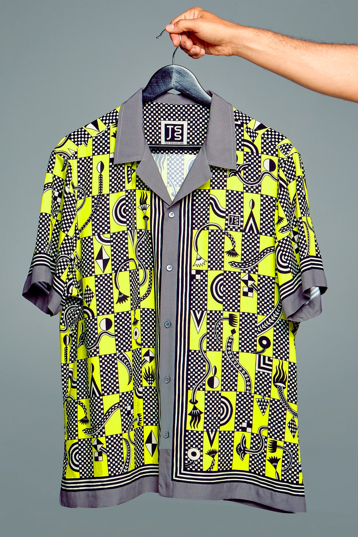 SHIRT "CHECKERS" YELLOW/GREY