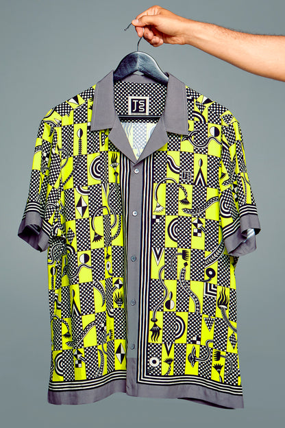 SHIRT "CHECKERS" YELLOW/GREY