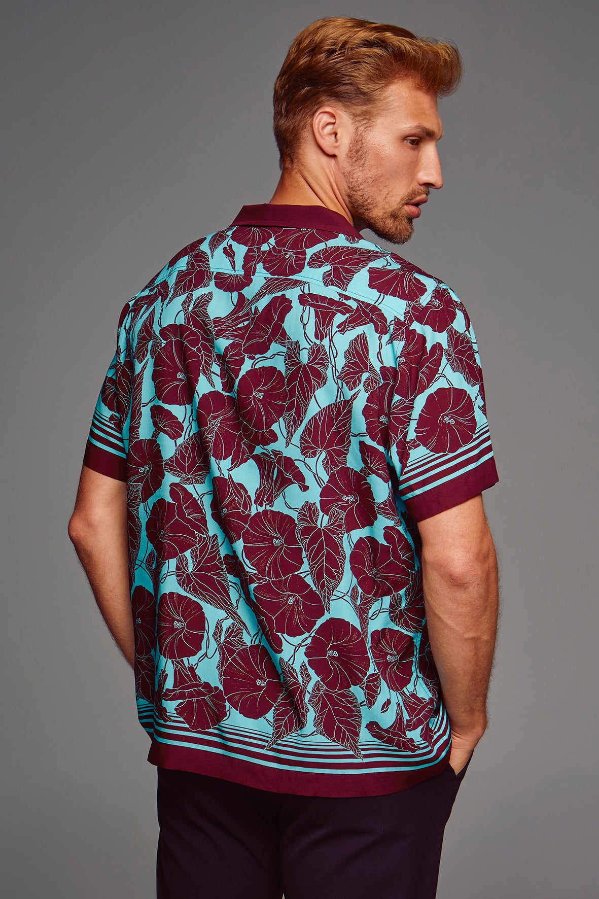 SHIRT "MORNING GLORY" BURGUNDY/ SKY